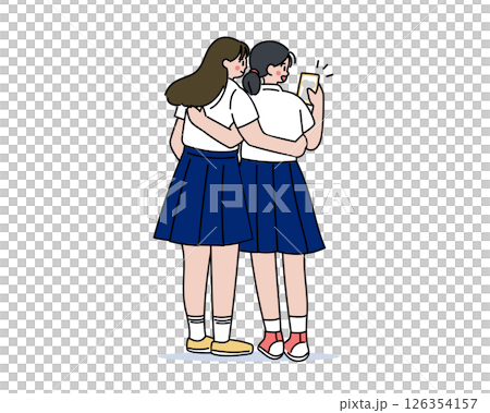スマホで自撮りする女子高生 126354157