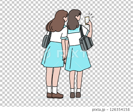 採取與智能手機的高中女孩一selfie 126354158