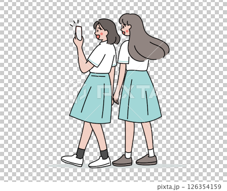 スマホで自撮りする女子高生 126354159