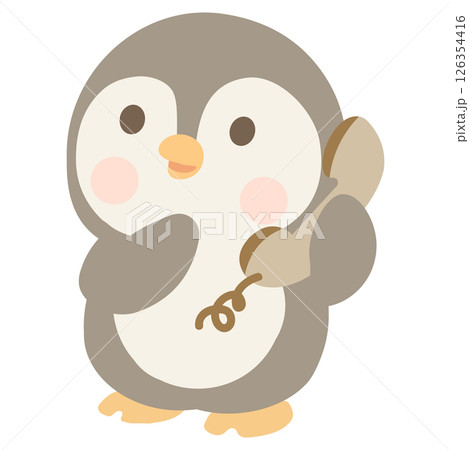Cartoon Penguin Talking on the Phone 126354416