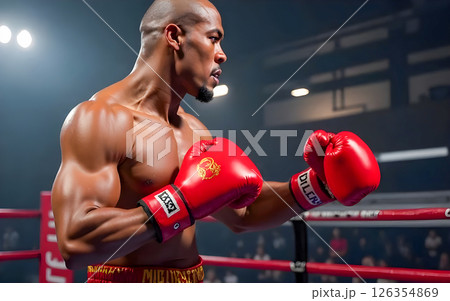 young boxer boxing in punching bag 126354869