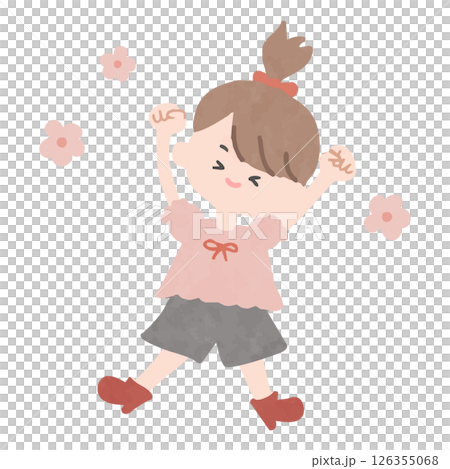 元気な女の子のイラスト 126355068