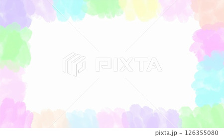 《AI画像》カラフルな水彩絵の具で書いたフレーム素材 126355080