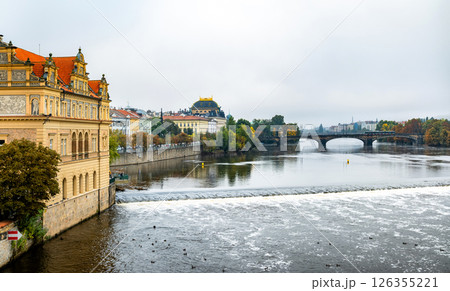 Amazing Panoramic View Of Vltava River And Centrum Of Prague 126355221