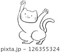 変なポーズの猫の線画 126355324