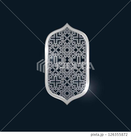 Traditional Islamic Ramadan shiny silver window arch frame with Arabic arabesque ornament oriental style vector element Traditional Islamic Ramadan shiny silver window arch frame with Arabic arabesque ornament oriental style vector element 126355872