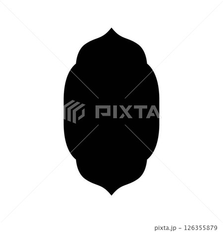Traditional Arabic window oriental shape, Islamic Ramadan design vector frame Muslim mosque arch border black silhouette 126355879