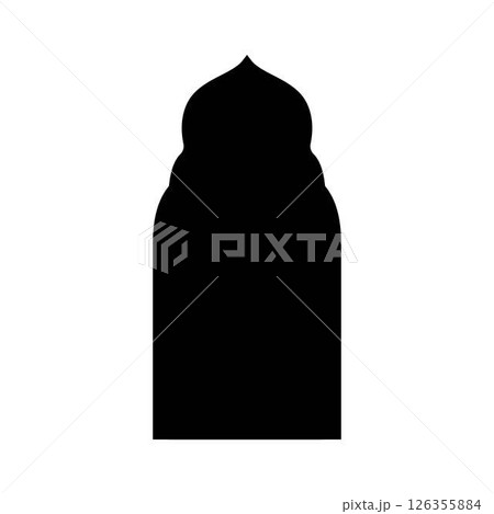 Traditional Islamic window or gate shape in oriental style, Arabic Muslim architecture, Ramadan black vector arch frame 126355884