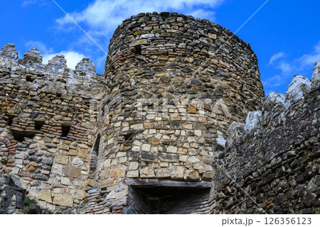Ananuri castle with Church of the Mother of God, on the Aragvi River in Dusheti Municipality in Georgia 126356123