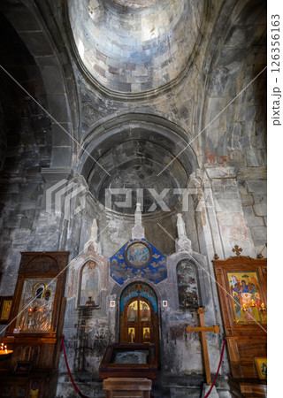 Interior of the Gergeti Trinity Church near Stepantsminda, popular tourist destination in the Caucasus in Georgia Interior of the Gergeti Trinity Church near Stepantsminda, popular tourist destination in the Caucasus in Georgia 126356163