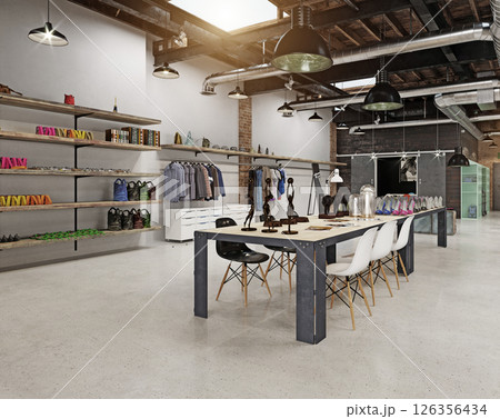 Retail store with shoe display Retail store with shoe display 126356434