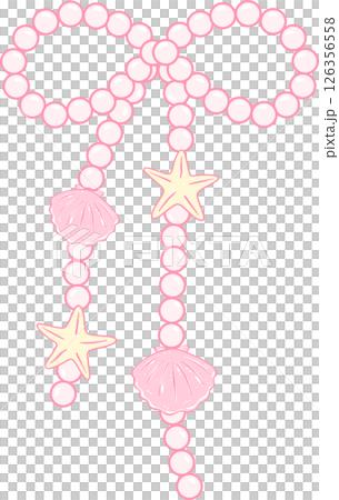 Girly Pearl Ribbon Bow Shell Girly Summer Bow Doodle Hand Drawn 126356558