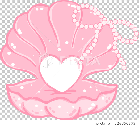 Coquette Pink Seashell Open Clam Shell with Pearl Ribbon Bow Hand Drawn Coquette Pink Seashell Open Clam Shell with Pearl Ribbon Bow Hand Drawn 126356575