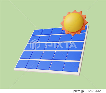 Eco-friendly solar panels under sunlight. 3D render illustration 126356649