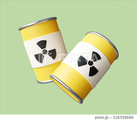 Radiation waste cans symbolizing environmental hazards 3D render illustration Radiation waste cans symbolizing environmental hazards 3D render illustration 126356666