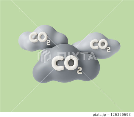 Eco CO2 cloud representation in whimsical style. 3D render illustration 126356698
