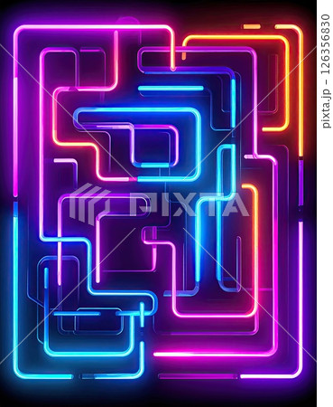 《AI画像》張り巡らされたカラフルなネオン管 126356830