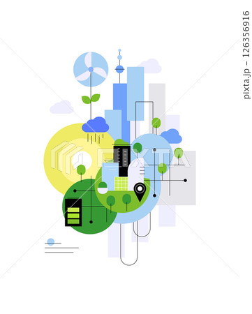 Modern urban spaces. City management and greening 126356916