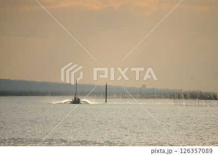 大牟田市　有明海　海苔畑、 126357089