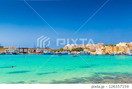 Beautiful cityscape of Marsaxlokk, a small coastal town in Malta Beautiful cityscape of Marsaxlokk, a small coastal town in Malta 126357159