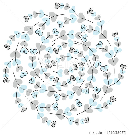 Spiral Heart Leaf Pattern Hand Drawn Circle Background Botanical Doodle Design Nature Thematic fond Spiral Heart Leaf Pattern Hand Drawn Circle Background Botanical Doodle Design Nature Thematic fond 126358075