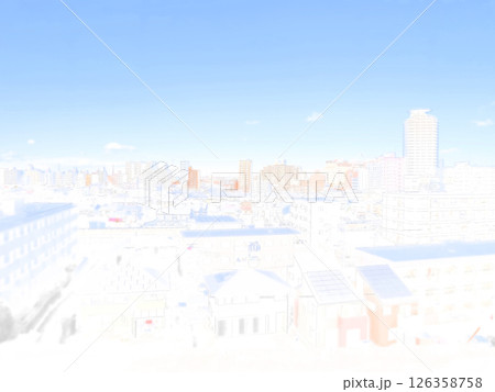 高台から見た聖蹟桜ヶ丘駅前の街並み。イラスト風の写真。 高台から見た聖蹟桜ヶ丘駅前の街並み。イラスト風の写真。 126358758