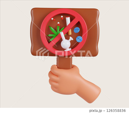 Narcotics prevention illustrated through symbolic imagery. 3D render illustration 126358836