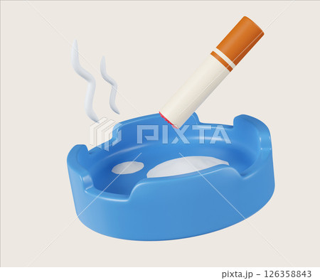 Narcotics ashtray emphasizing smoking-related dangers. 3D render illustration Narcotics ashtray emphasizing smoking-related dangers. 3D render illustration 126358843