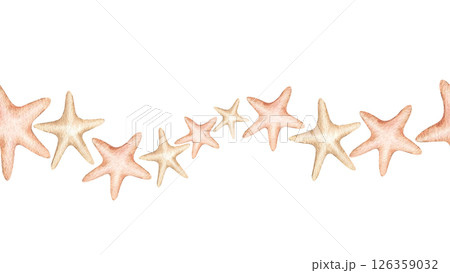 Stars seamless border watercolor illustration isolated from background. Pastel colors cute garland horizontal repeat decoration in cartoon style. Kids decor for textile, wallpaper, packaging Stars seamless border watercolor illustration isolated from background. Pastel colors cute garland horizontal repeat decoration in cartoon style. Kids decor for textile, wallpaper, packaging 126359032