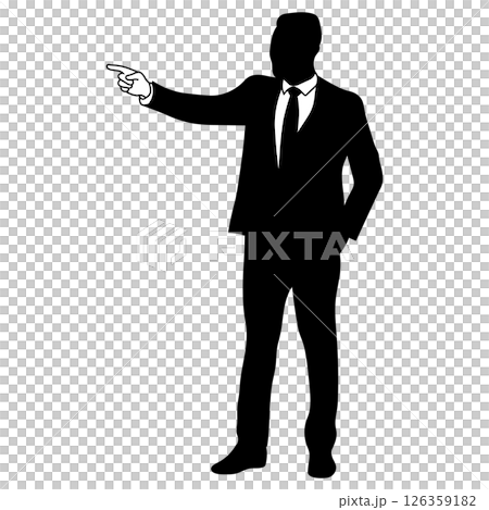 指差しするスーツを着た男性のシルエット 126359182