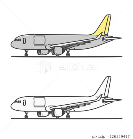 イラスト素材:駐機状態の、国内貨物向け貨物機（カーゴドアクローズ状態） 126359417
