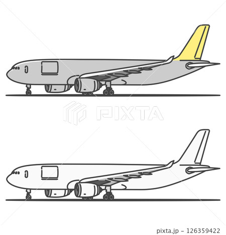 イラスト素材:駐機状態の、国際貨物向け貨物機(カーゴドアクローズ状態) イラスト素材:駐機状態の、国際貨物向け貨物機(カーゴドアクローズ状態) 126359422