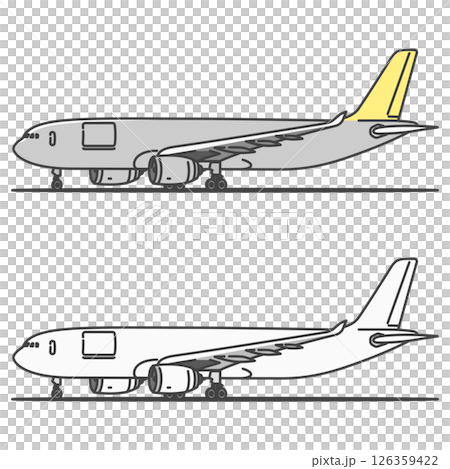 圖庫插圖: 國際貨運貨機（貨艙門關閉）處於停放狀態 126359422