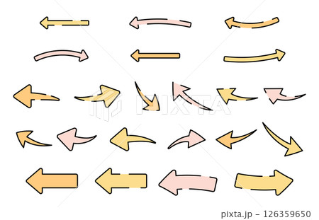 シンプルでかわいい手描きの矢印素材セット 126359650