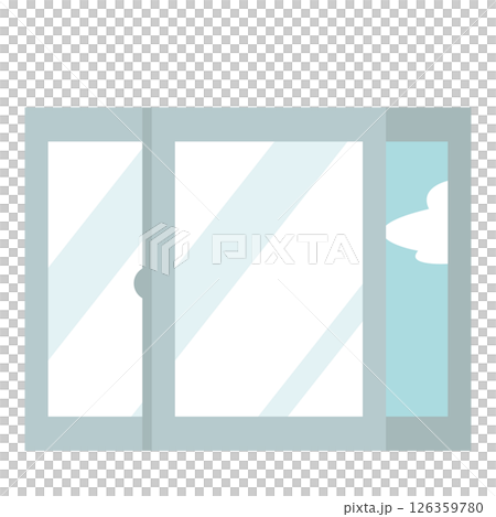 從房間內部看到的簡單的半開方形窗戶的插圖 126359780