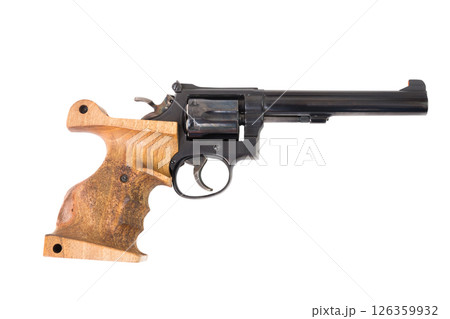 Old western era revolver on white background 126359932