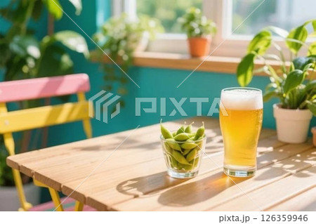 枝豆とビール　AI生成 126359946