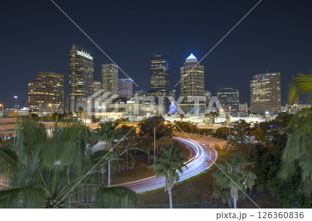 Urban highway road traffic in Tampa, Florida. American travel destination. 126360836