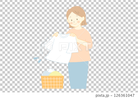 洗濯物を干す女性のベクターイラスト 洗濯物を干す女性のベクターイラスト 126361047