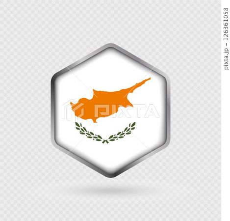 Cyprus flag icon in hexagon shape. 126361058