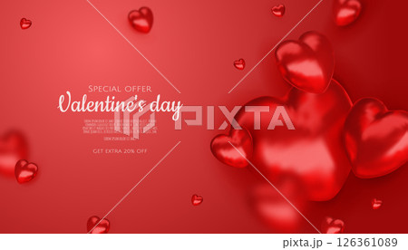 illustration love romance for valentine's day with 3D hearth balloon checkered. banner poster template. illustration love romance for valentine's day with 3D hearth balloon checkered. banner poster template. 126361089