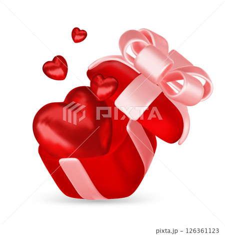 Valentine s day design. Realistic gifts boxes. Open gift box full of decorative festive object. Holiday banner, web poster, flyer, stylish brochure, greeting card, cover. Romantic background Valentine s day design. Realistic gifts boxes. Open gift box full of decorative festive object. Holiday banner, web poster, flyer, stylish brochure, greeting card, cover. Romantic background 126361123