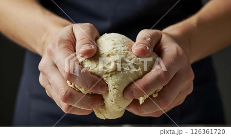 Hands Kneading Dough, Baking Process Hands Kneading Dough, Baking Process 126361720