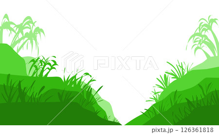 Background illustration of a natural theme that contains green elements. Perfect for wallpapers, backgrounds, banners, magazine covers and others with nature and natural themes. 126361818