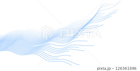 Blue minimal wavy lines abstract futuristic tech background Blue minimal wavy lines abstract futuristic tech background 126361896