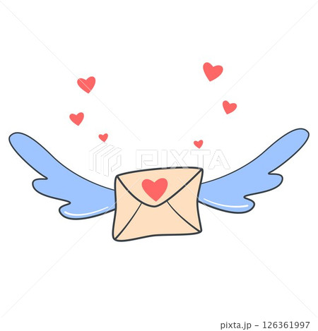 Flying letter on wings surrounded by hearts clip art Flying letter on wings surrounded by hearts clip art 126361997