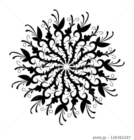 Black tribal mandala element illustration design. Perfect for tattoos, icons, background elements and wallpapers, stickers 126362287
