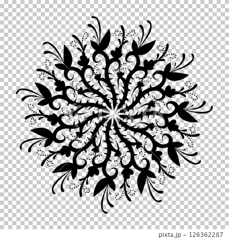 Black tribal mandala element illustration design. Perfect for tattoos, icons, background elements and wallpapers, stickers 126362287