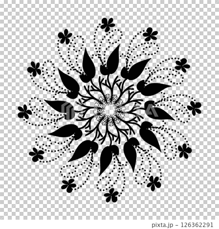 Black tribal mandala element illustration design. Perfect for tattoos, icons, background elements and wallpapers, stickers 126362291