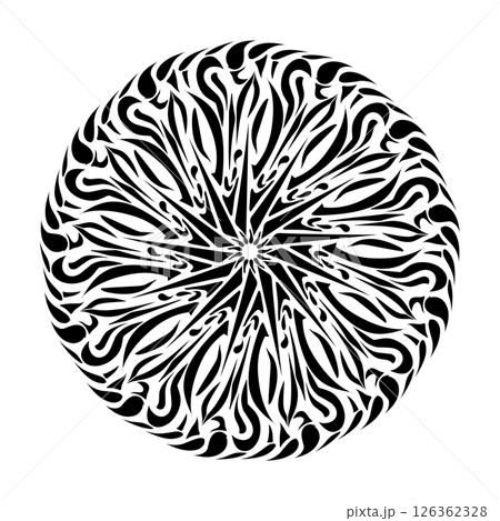 Black tribal mandala element illustration design. Perfect for tattoos, icons, background elements and wallpapers, stickers 126362328